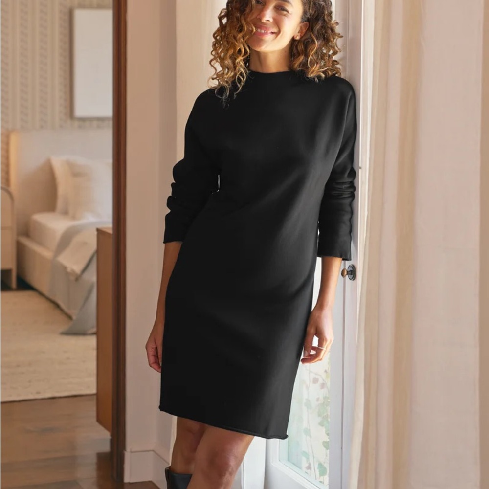 NWOT Frank & Eileen Black Long-Sleeve sweatshirt Shift Dress